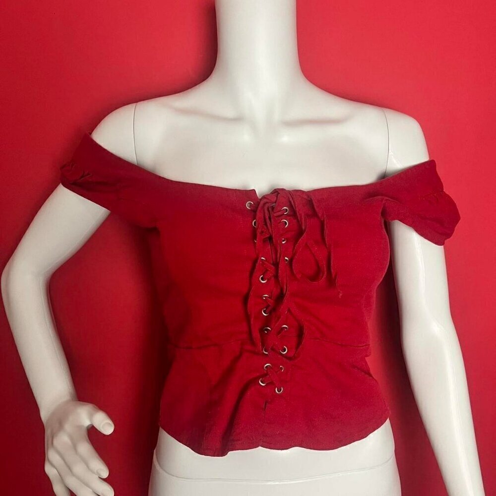 Wayf / Cherry red princess style corset crop ❤️❤️